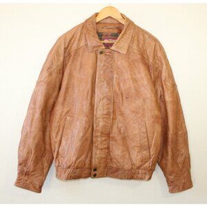 Wilsons Leather Mens Brown Leather Bomber Jacket L